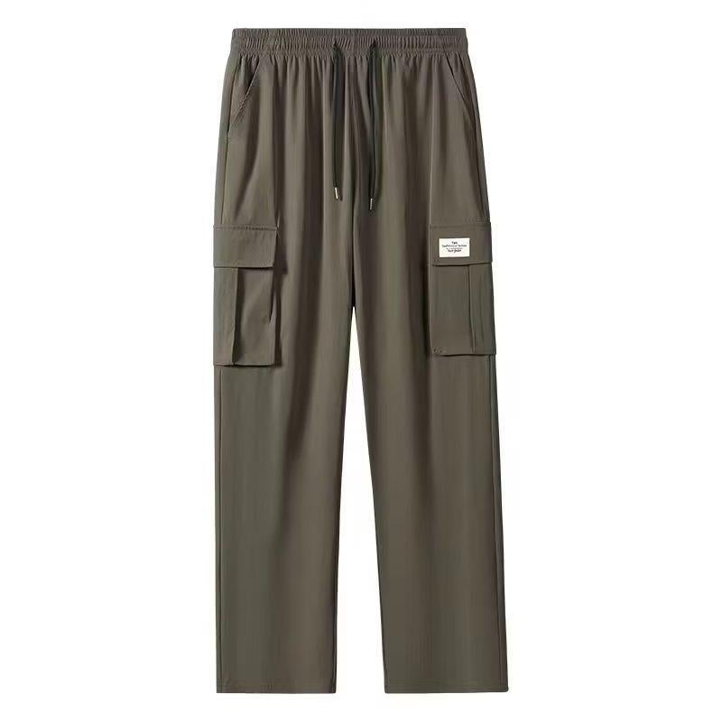 Vintage Casual Mens Wide-Leg Work Pants Dark gray - Image 3