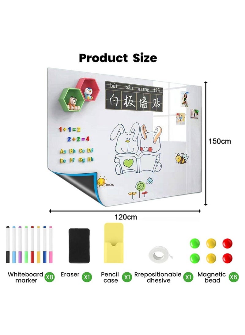 VUCATIN Removable Magnetic Whiteboard Wall Sticker - Dry Erase Board for Office & Home Kids, Glass Door Memo Board with No-Residue Adhesive (120x150cm) - Image 3