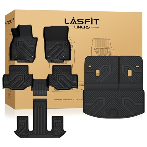 LASFIT Floor Mats & Backrest Mats & Cargo Mats for Mazda CX-90/CX-90 PHEV 2026 2025 2024 7 Seats (Only Fit 3rd Row 60/40 Split-Bench Seats) All Weather TPE Custom Fit Car Liners for CX-90/CX-90 PHEV - Image 1