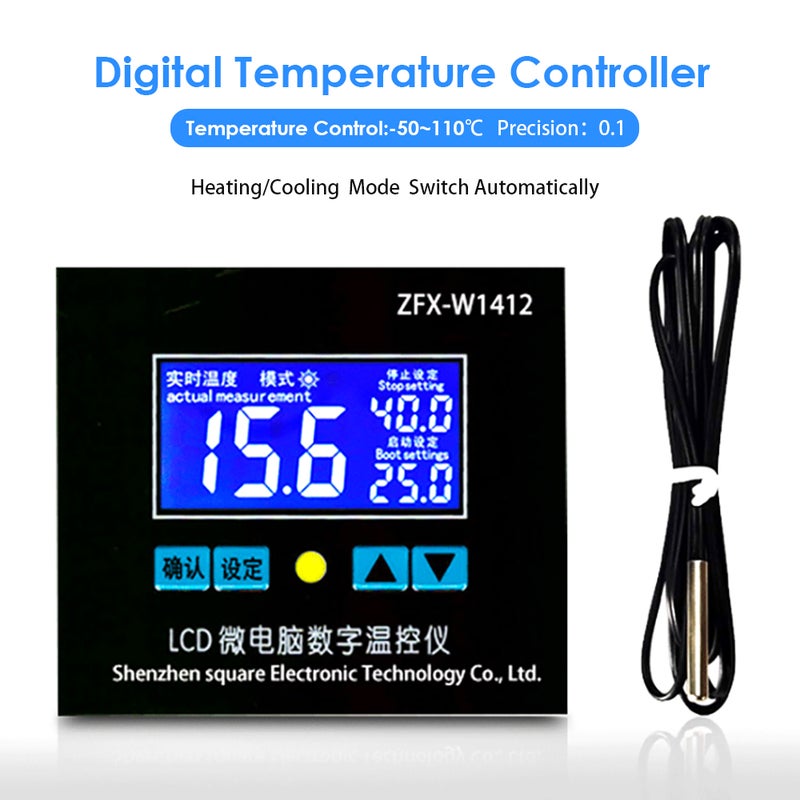 ZFX-W1412 Microcomputer Digital Temperature Controller Intelligent High Accuracy Temp Control Thermostat - Image 5