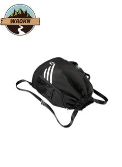 WAOKN Waterproof Drawstring Backpack Gym Sack String Bag for Men Women Basketball Bundle Pocket Student School Football Storage Large Capacity Fitness Light Folding Travel Sports Easy Fitness Outdoors Black  - Image 2