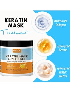 Goiple 17.6fluid ounces Hair-Treatment-Masks for Dry Damaged Or Color Treated Hair - Keratin Mask for Repair, Deep Conditioning with Cream for Growth  - Image 4