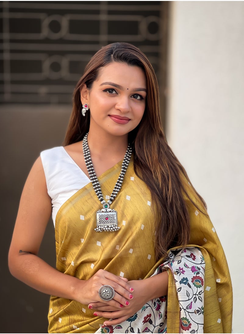 Silk Sarees with floral prints all over the body having Zari woven piping border on both sides