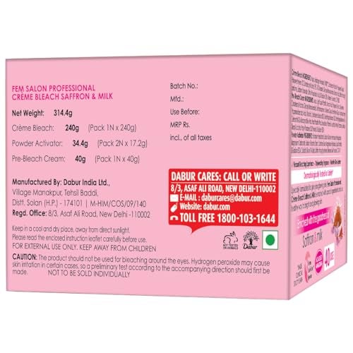 Fem Fairness (Saffron & Milk) Crème Bleach - 314g | Advanced Skin Brightening System | Enriched wih Goodness of Safrron & Milk | With Rejuvenating Fragrance | No Added Parabens, Silicones & Ammonia - Image 4