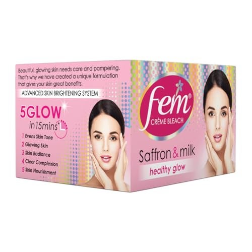 Fem Fairness (Saffron & Milk) Crème Bleach - 314g | Advanced Skin Brightening System | Enriched wih Goodness of Safrron & Milk | With Rejuvenating Fragrance | No Added Parabens, Silicones & Ammonia - Image 2