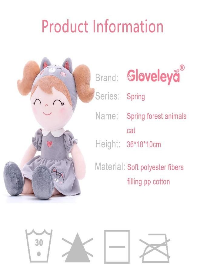 Gloveleya - Gloveleya Baby Doll Girl Gifts Soft Plush Kitty Cat Dolls Girls Toy 14" with Gift Box - Image 1