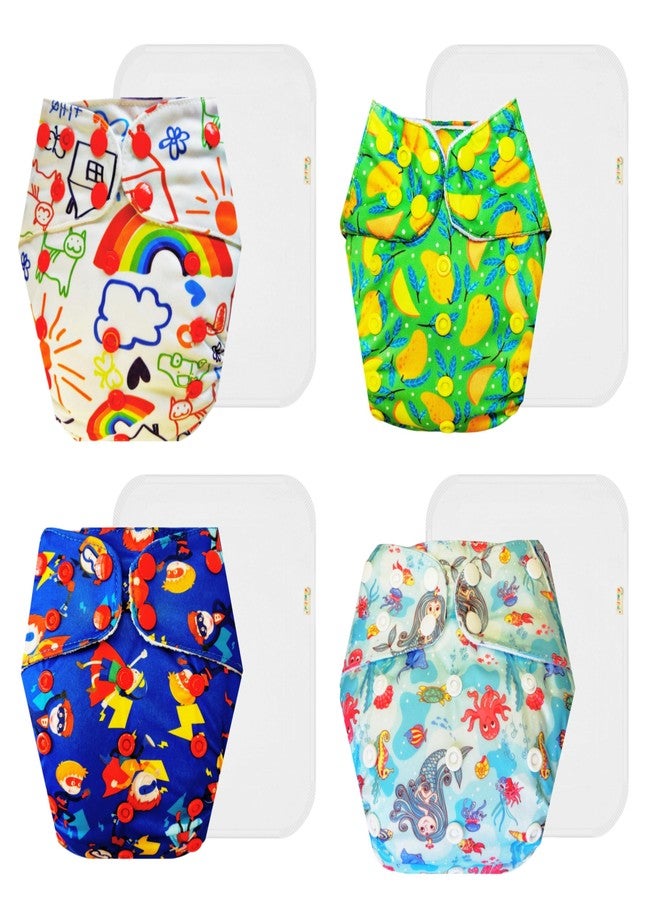 Dumbledo Premium Cloth Diaper with Cotton Insert (Pack of 4) | Dry Feel and Comfortable | Breathable | Quick Dry | Designed by Moms | 3 Months - 3 Years | Unisex Baby - Image 1