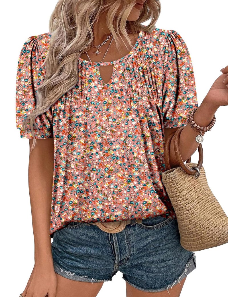 KISSMODA 2026 Womens Short Sleeves Button Shirts Floral Summer Tunic Top Woman Boho Tunics Tops - Image 1
