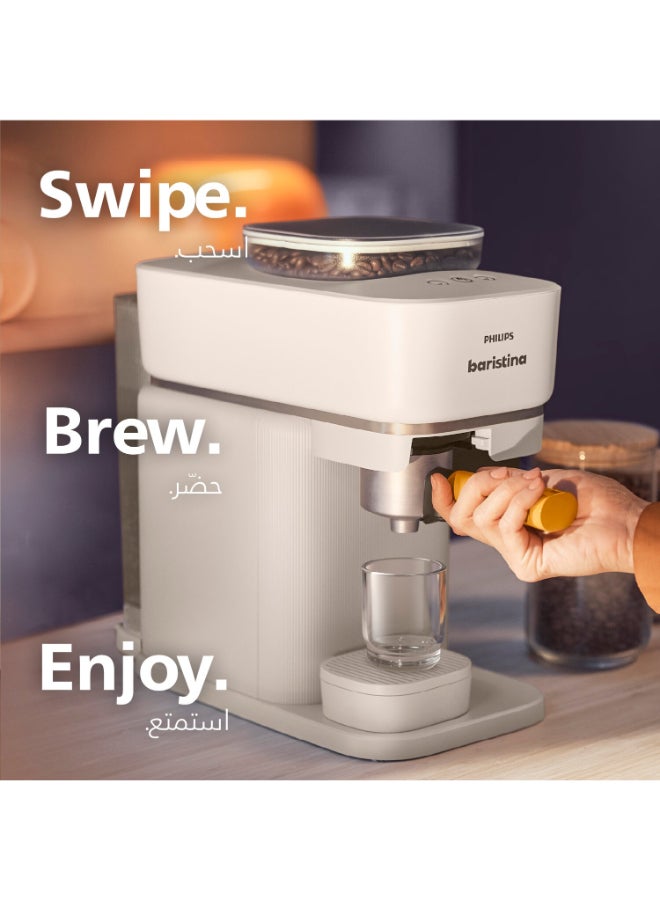 Philips Semi Automatic Baristina Espresso Maker - For Espresso & Lungo Made From Fresh Beans, Quiet, Auto Switch-off, Ceramic Grinder, White, 16-bar Pressure Pump, Portafilter Included, 170GM Bean Capacity - Bar302/20+ Baristina  Milk  Frother For Hot And Cold, Diary And Non-diary (Noon Exclusive) 1.2 L 1550 W BAR302/20+BAR311/00 White - Image 5