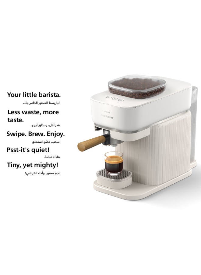 Philips Semi Automatic Baristina Espresso Maker - For Espresso & Lungo Made From Fresh Beans, Quiet, Auto Switch-off, Ceramic Grinder, White, 16-bar Pressure Pump, Portafilter Included, 170GM Bean Capacity - Bar302/20+ Baristina  Milk  Frother For Hot And Cold, Diary And Non-diary (Noon Exclusive) 1.2 L 1550 W BAR302/20+BAR311/00 White - Image 2