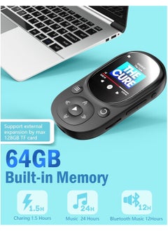 LAESO 64GB MP3 Music Player with Bluetooth 5.2, HiFi Music MP3 Player with 1.5" Screen, Portable MP3 Player with Clip/Pedometer for Sports,Running, Earphone Included  - Image 3