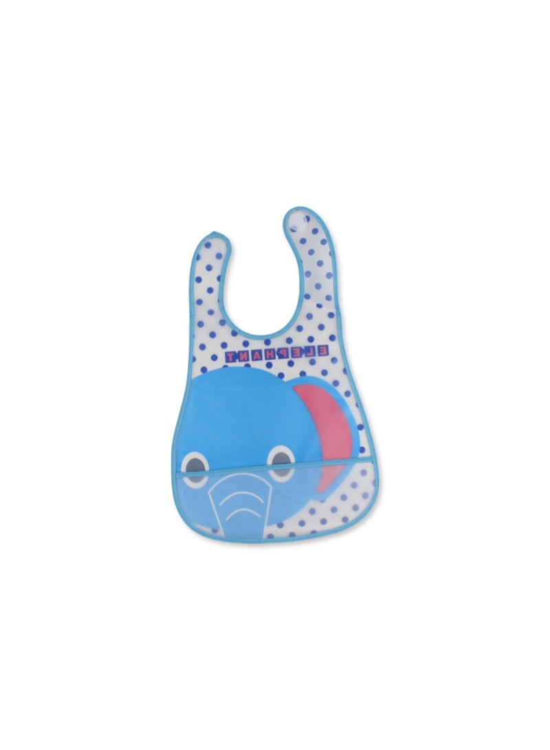 La Frutta Waterproof Baby Bib – Aqua with Elephant Print - Image 2