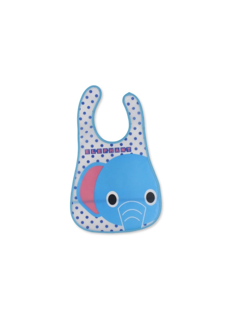 La Frutta Waterproof Baby Bib – Aqua with Elephant Print - Image 1