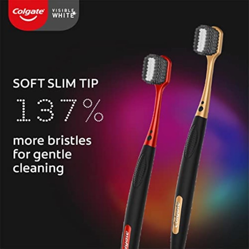 Colgate Visible White O2 Manual Toothbrush for adults- 2 Pcs, Helps prevent Bad Breath, Cavities, Enamel & Gum Problems. - Image 3