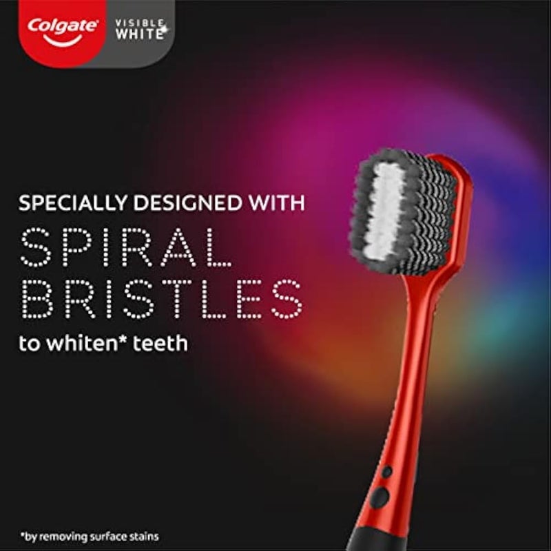 Colgate Visible White O2 Manual Toothbrush for adults- 2 Pcs, Helps prevent Bad Breath, Cavities, Enamel & Gum Problems. - Image 2