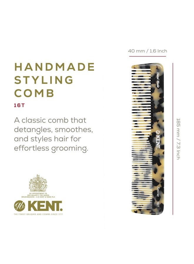 Kent 16T TW Fine Tooth and Wide Tooth Comb for Daily Grooming, Handmade Styling Comb for All Hair Types, Styling and Detangling Combs for Men and Women - Image 2