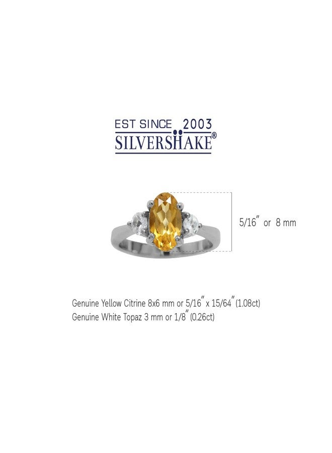 Silvershake 1.08ct. Natural Citrine and White Topaz Gold Plated 925 Sterling Silver Engagement Ring Size 9 - Image 3