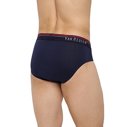 Van Heusen Men Briefs - 100% Combed Cotton - Pack of 3 - Anti Bacterial, Colour Fresh, Moisture Wicking_10003_Grey Mel, Sailor Blue, Dark N_L - Image 3