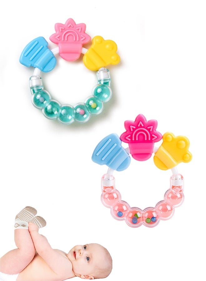 2PCS Baby Toy, Teething Toy for Toddlers 3-18 Months,Infants Sensory Silicone Chewable Teether - Soothes Baby Gum Pain - Image 1