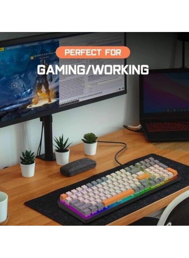 لوحة مفاتيح ميكانيكية K3 مكونة من 100 مفتاح لعبة مخصصة قابلة للتبديل السريع ولوحة مفاتيح كمبيوتر مناسبة للبقعة (برتقالي)