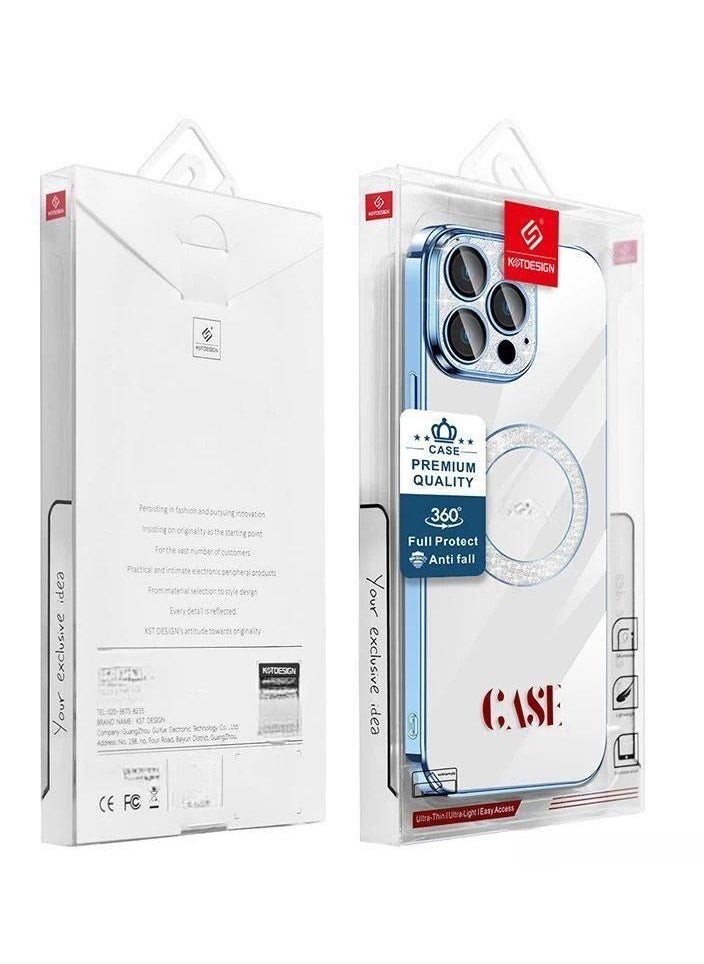 iPhone 12 Pro Max Diamonds Series Magsafe Case Wireless Charging Compatible Clear Cover with Electroplating Frame Camera Lens Protection Design