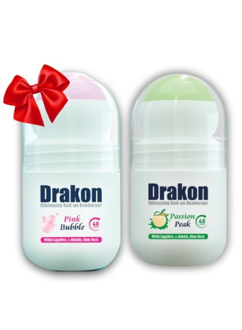 Drakon Pink Bubble & Passion Peak Roll On Deodorant 50Ml 1+1 - Image 1