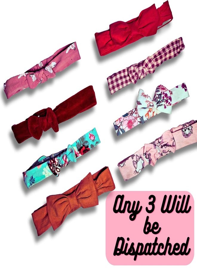 TuddyBuddy 100% Cotton Baby Girls' Bow Headbands - Multicolor (9 Months-12 Months, Pack of 3 Headbands) - Image 2