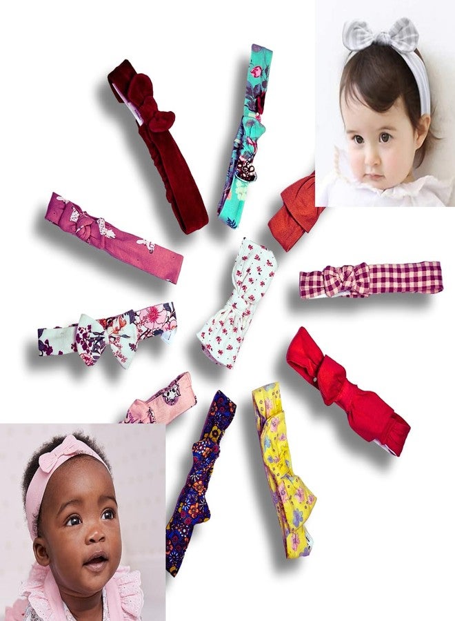 TuddyBuddy 100% Cotton Baby Girls' Bow Headbands - Multicolor (9 Months-12 Months, Pack of 3 Headbands) - Image 3