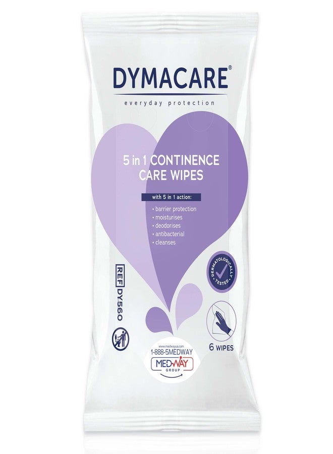 MedVance DYMACARE 5 in 1 Continence Care Wipes, Adult Premium Incontinence Wet Wipes, Scented and Moistened Personal Skin Cleansing Cloths with Barrier Protection, 6 Count (Pack of 3) - Image 2