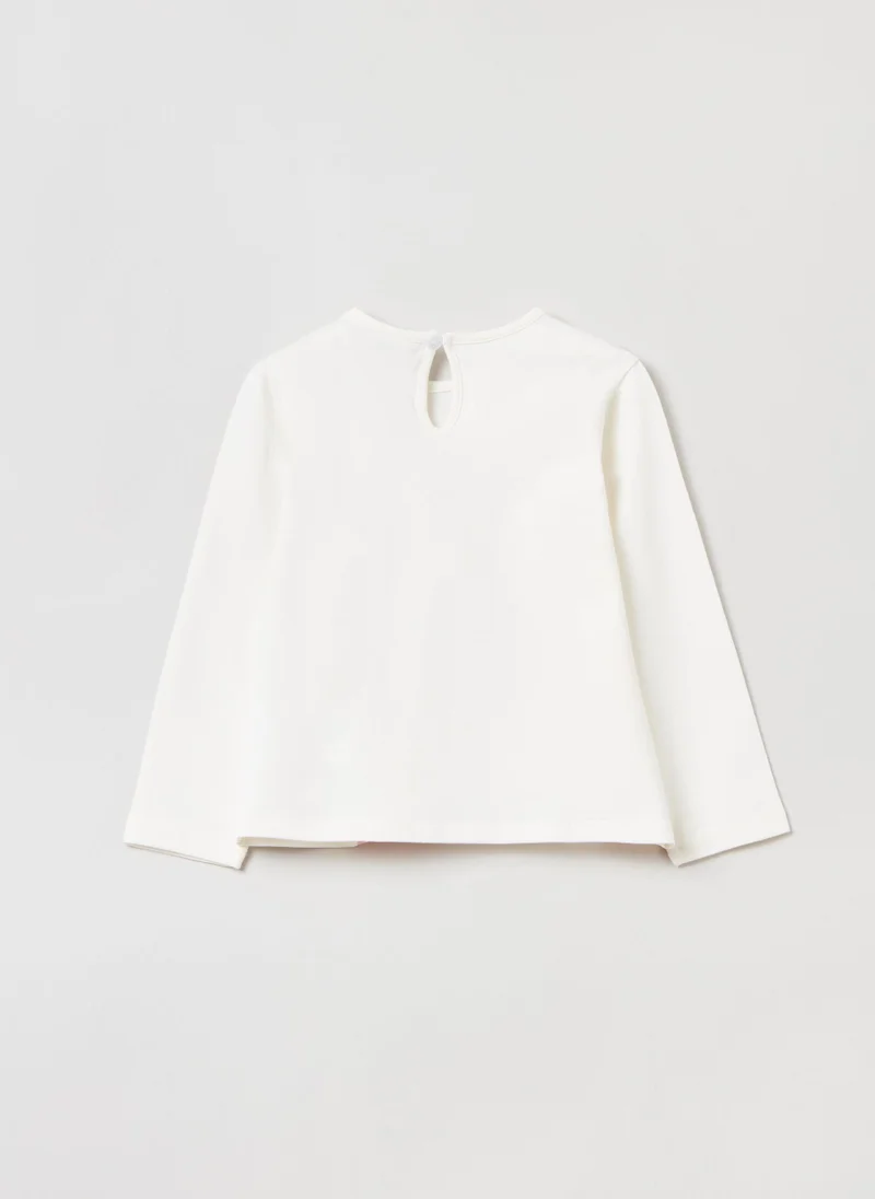 او في اس Long-Sleeved T-Shirt With Print
