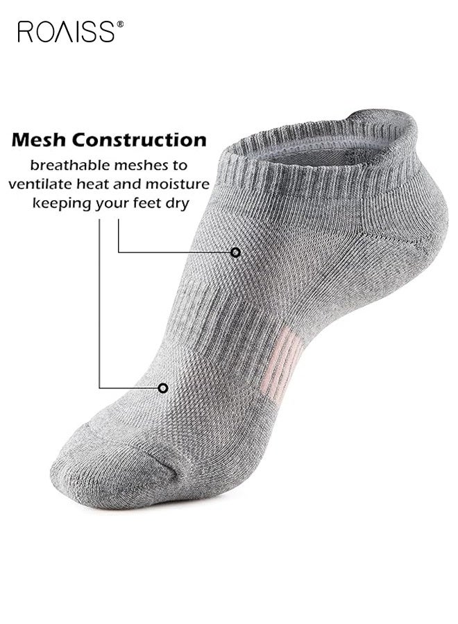 roaiss 5 Pairs Unisex Sports Socks Cushioned Running Socks for Men and Women Quick-Dry Breathable Cotton Sports Socks Ideal for Marathon Running, Tennis, Hiking, Mixed Colors - Image 5