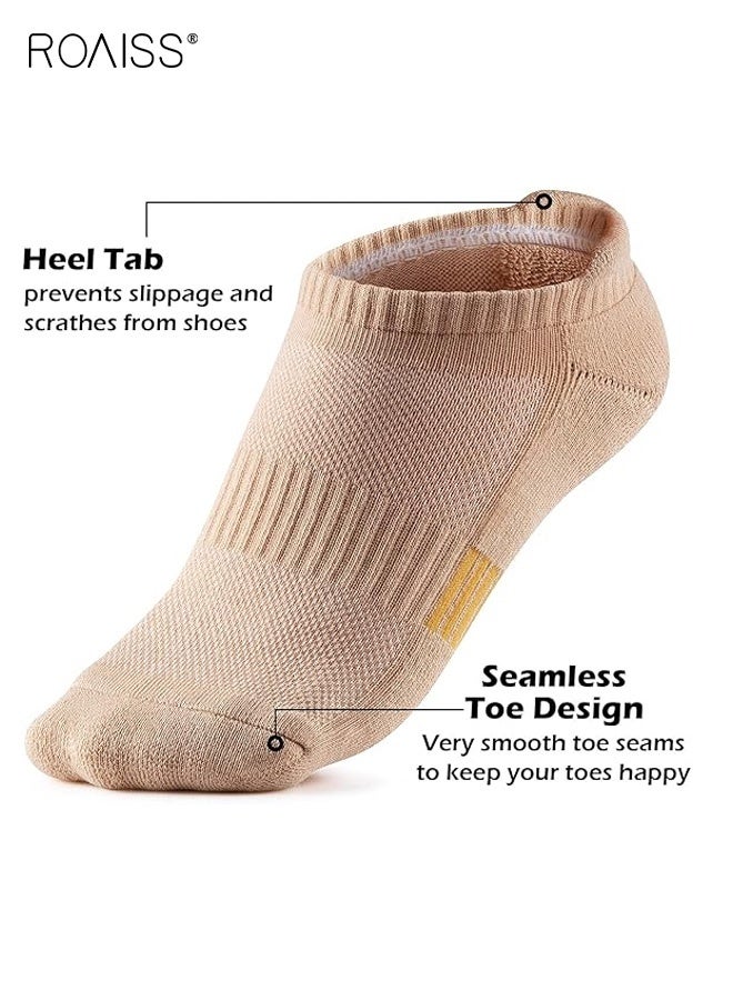 roaiss 5 Pairs Unisex Sports Socks Cushioned Running Socks for Men and Women Quick-Dry Breathable Cotton Sports Socks Ideal for Marathon Running, Tennis, Hiking, Mixed Colors - Image 4