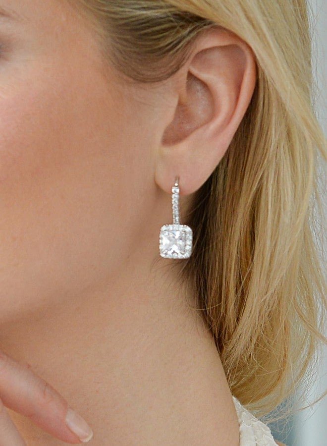 Mariell Radiant-Cut Cubic Zirconia Bridal Earrings, Dangle Earrings for Brides, Wedding Earrings with CZ Crystals, Drop Earrings for Brides, Bridesmaids, Mother of the Bride - Image 4