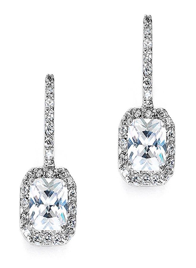 Mariell Radiant-Cut Cubic Zirconia Bridal Earrings, Dangle Earrings for Brides, Wedding Earrings with CZ Crystals, Drop Earrings for Brides, Bridesmaids, Mother of the Bride - Image 1