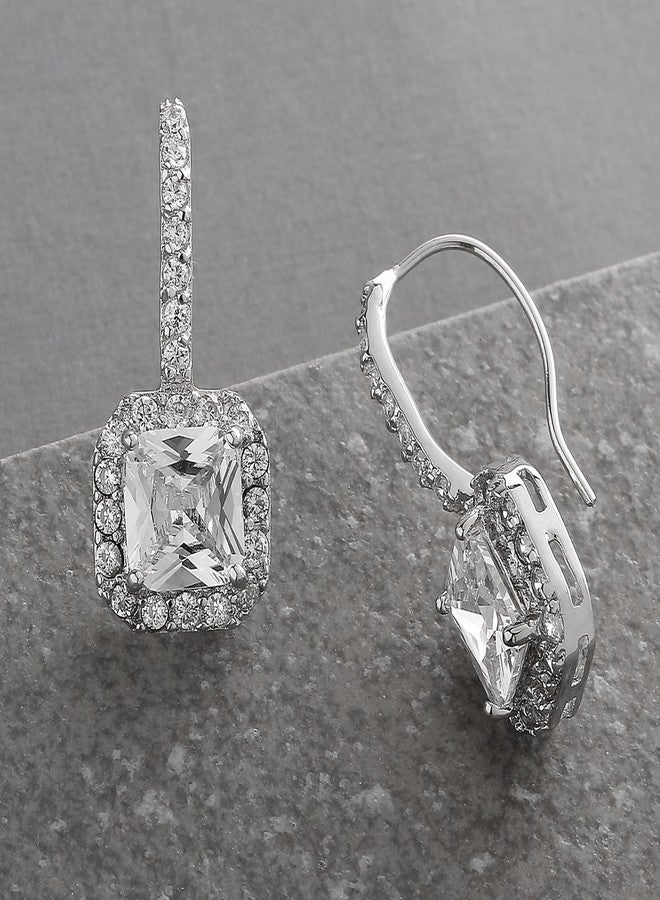 Mariell Radiant-Cut Cubic Zirconia Bridal Earrings, Dangle Earrings for Brides, Wedding Earrings with CZ Crystals, Drop Earrings for Brides, Bridesmaids, Mother of the Bride - Image 3