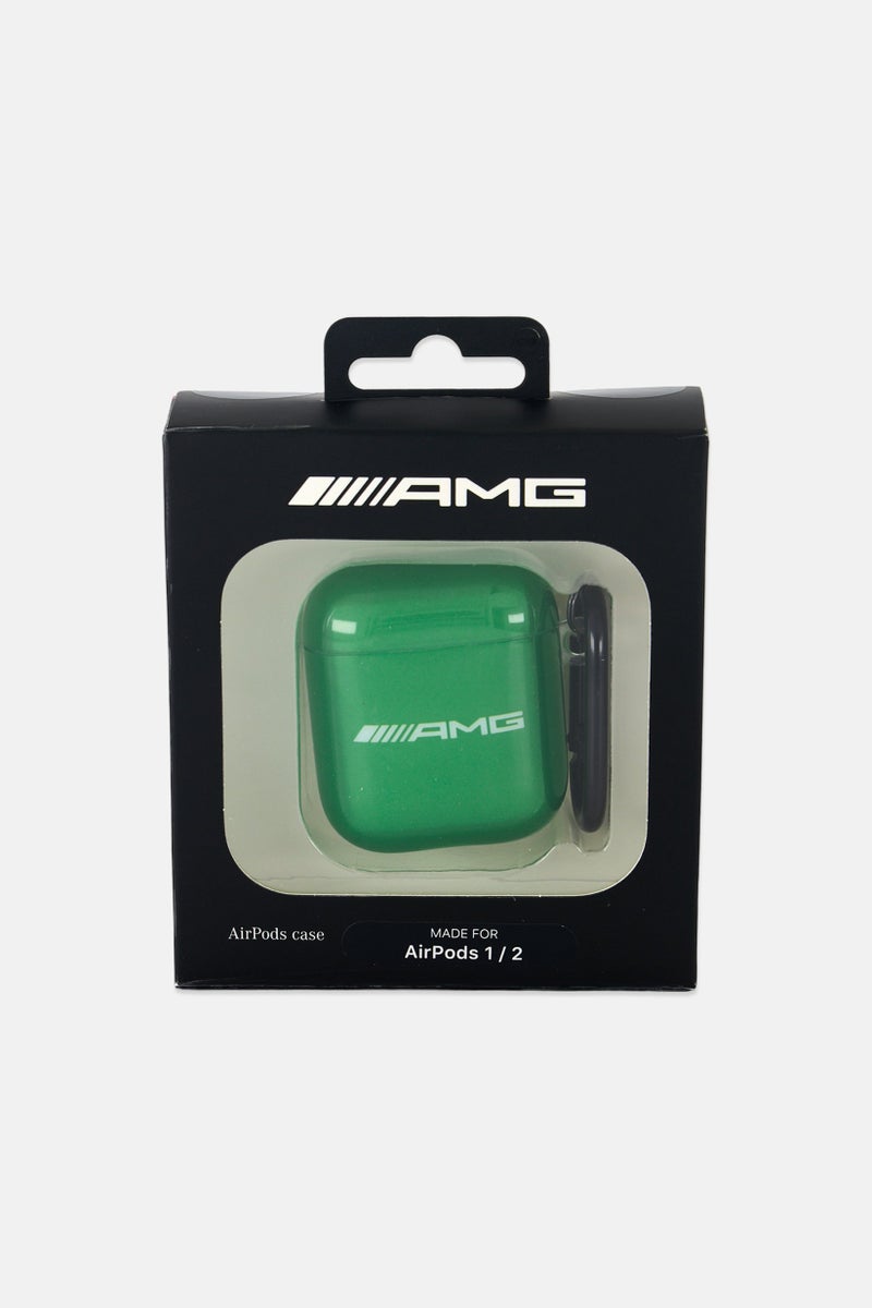 AMG Brand Logo AMG Airpods Protective Hard Case Cover, Green - Image 1