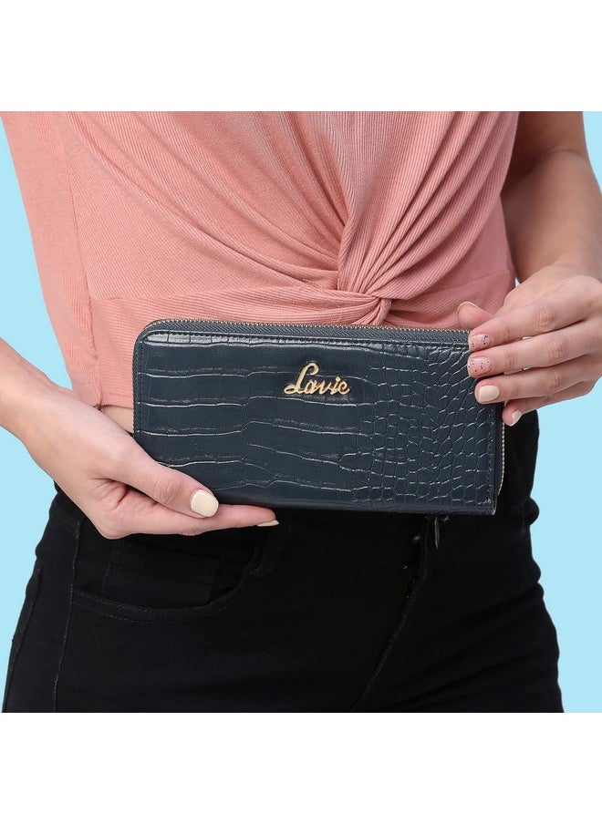 Lavie Lavie Women's Glossy Sacy Zip Around Wallet/Purse Handbag [Navy Blue]  - Image 2