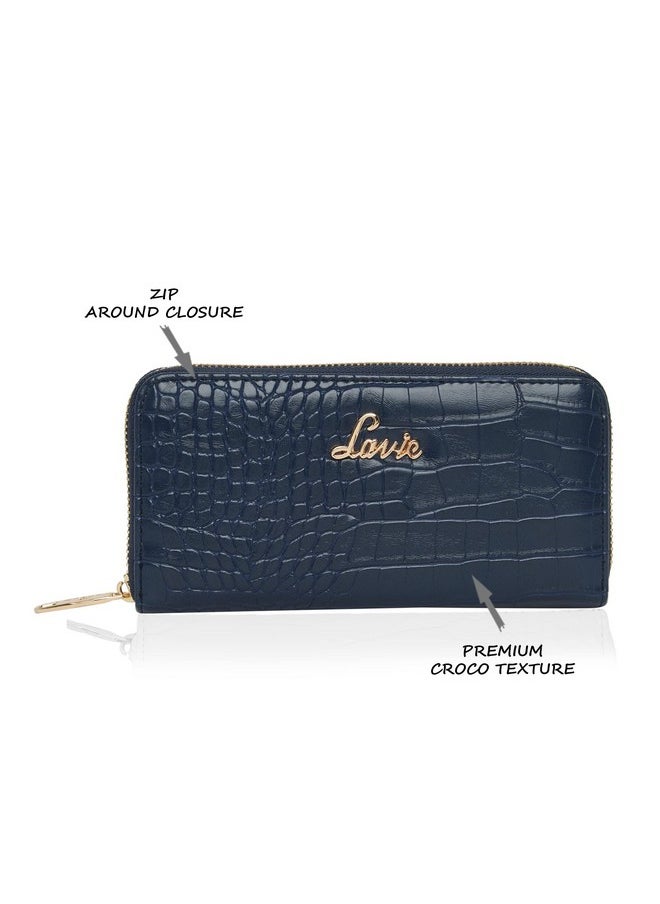 Lavie Lavie Women's Glossy Sacy Zip Around Wallet/Purse Handbag [Navy Blue]  - Image 3