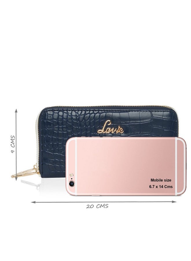 Lavie Lavie Women's Glossy Sacy Zip Around Wallet/Purse Handbag [Navy Blue]  - Image 5