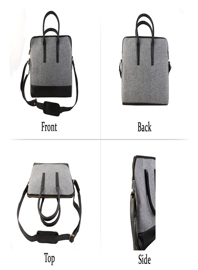 Mysa LIFESTYLE Grey Felt Vegan Leather Slim Messenger Crossbody Satchel Shoulder Sleeve Bag Adjustable Strap for Office Work Travel fits upto 14.5" Computer Laptop Tablet, Men Women - Image 5