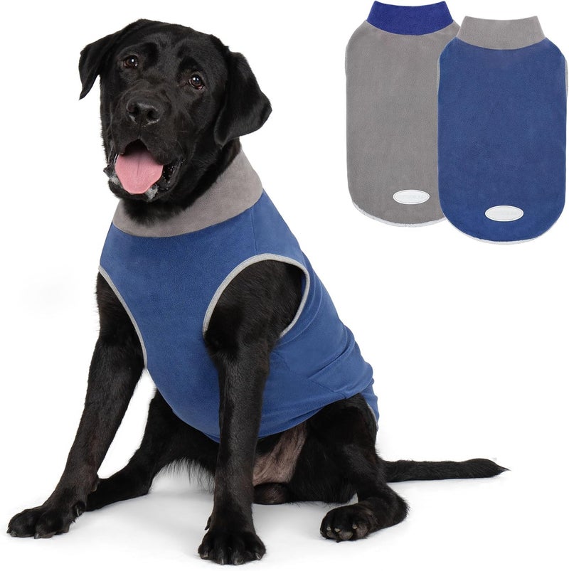 cyeollo Store 2 Pack Dog Sweater Fleece Vest Pullover Sweatshirt Dog Jacket Reflective Stretchy Lightweight Pet Clothes Cold Weather Coats for Medium Dogs Boy Navy & Grey - Image 1