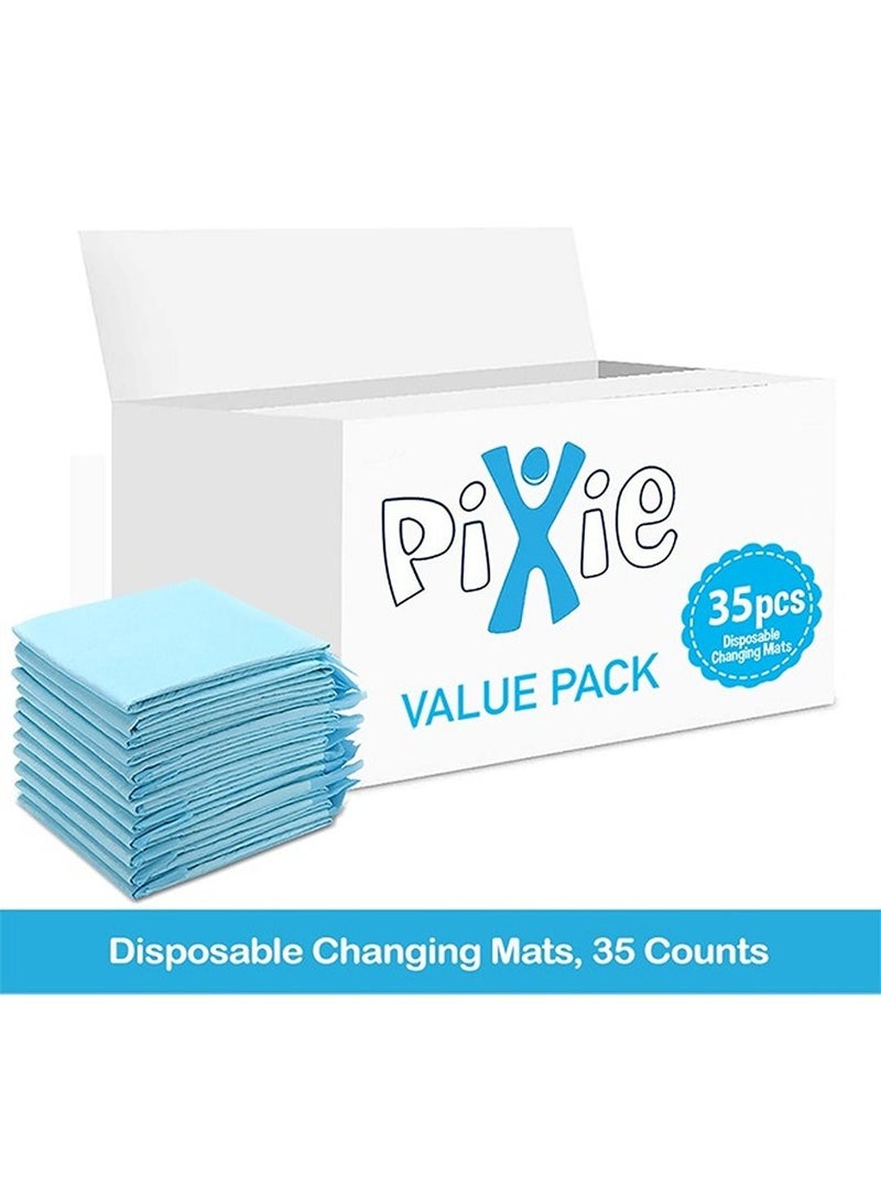 Pixie Disposable Changing Mats, 35 Counts, Soft Waterproof Mat, Portable Leak Proof Changing Mat, New Mom Leak-Proof Under pad, Mattress Table Protector Pad - Image 2