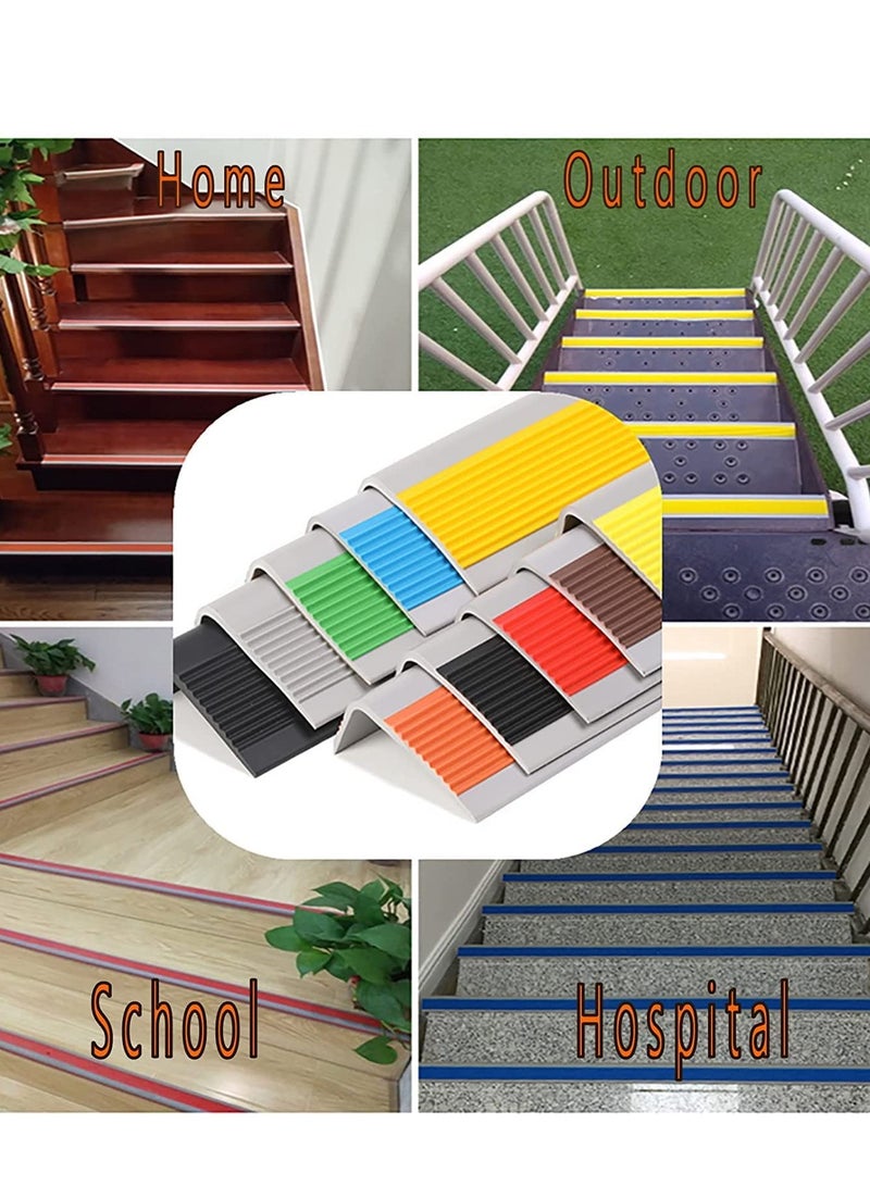 Stair Leading Edge Protector, Waterproof Anti-Slip Rubber Step Adhesive Edge Decorative Protection Strip for Home School Nursing Home Indoor and Outdoor Stair Steps