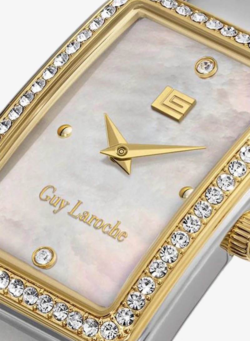 Guy Laroche Silver/Gold Deborah White Dial Silver-Gold Metal Bracelet Analog Watch for Women 22.5mm for Women | Best Price UAE