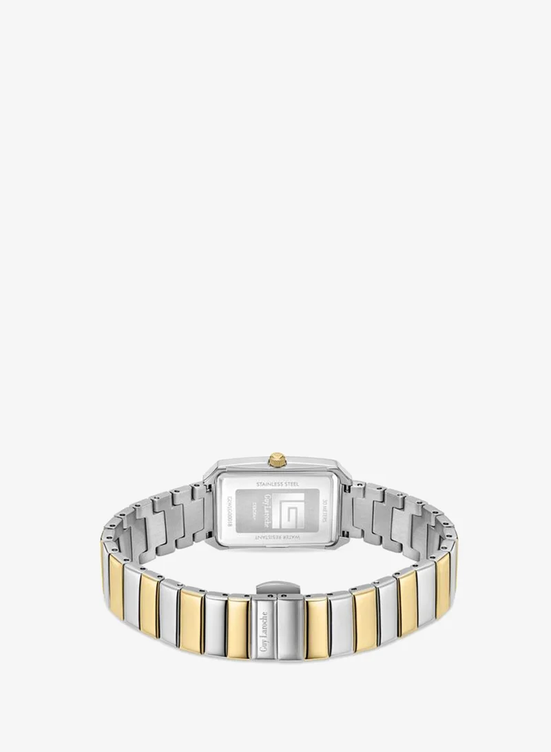 Guy Laroche Silver/Gold Deborah White Dial Silver-Gold Metal Bracelet Analog Watch for Women 22.5mm for Women | Best Price UAE