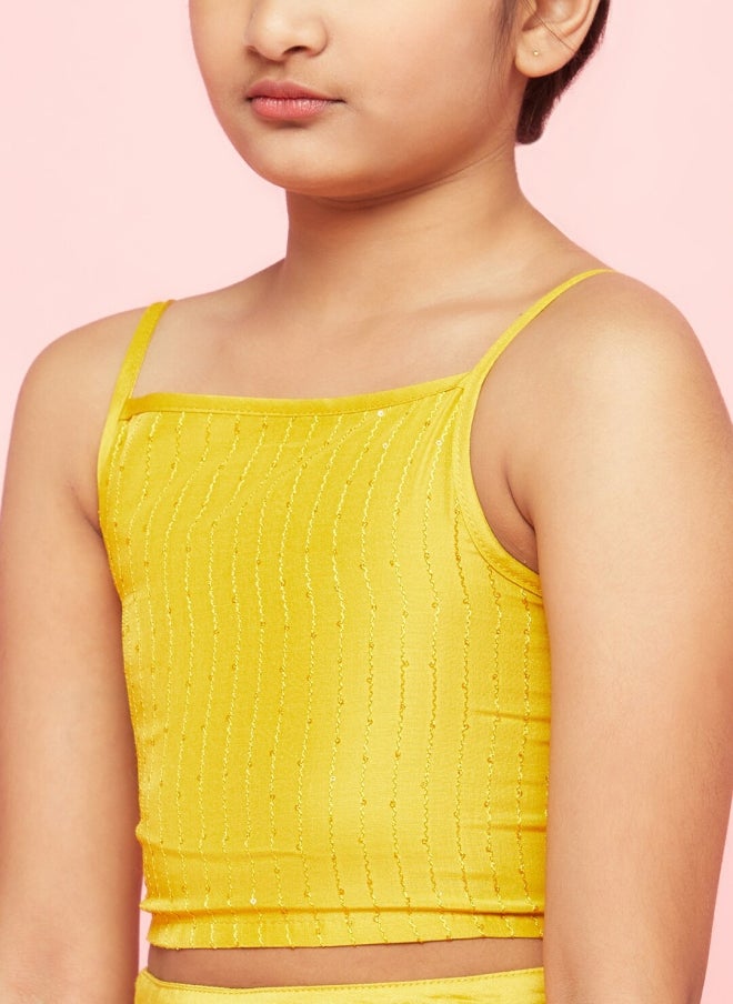 أيه كيه إس طقم لنجا تشولي أصفر مع دوباتا وردي للفتيات - Image 2