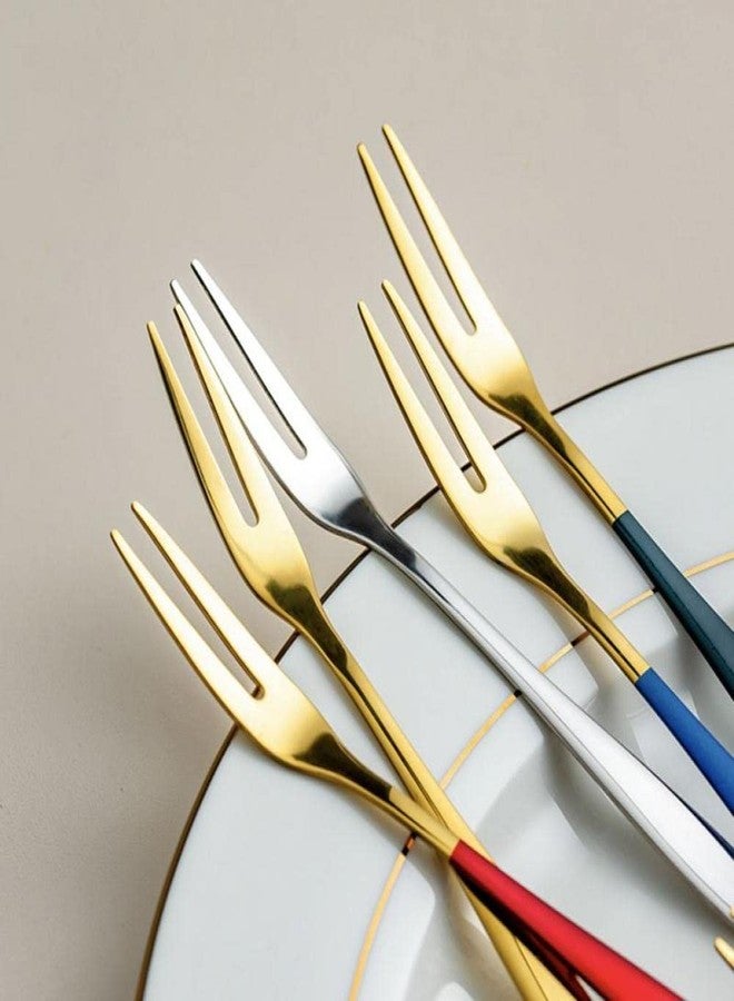 Leeonz 5PCS Fruit Forks Lovely Lightweight Portable Stainless Steel Fruit Cutlery Tea Dessert Forks for Home, Black - Image 2