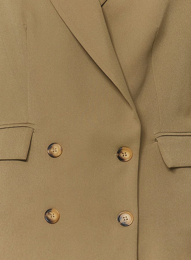 trendyol Light Khaki Oversize Lined Buttoned Woven Blazer Jacket TWOAW22CE0167 - Image 4