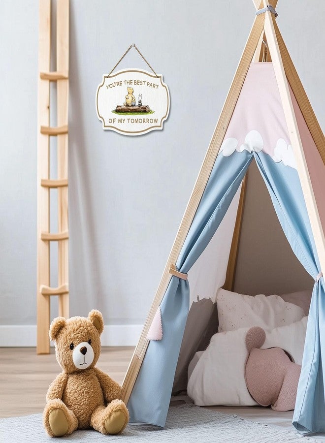 Hatzelou 1PCS Winnie Wooden Hanging Sign, You're the Best Part Hanging Sign, the Pooh Wall Sign Gifts, Adorable Winnie Sign for Home Bedroom Nursery, Baby Shower Party Decor Supplies - Image 5