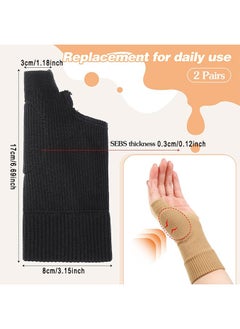 HS 2 Pairs Arthritis Compression Gloves, Reathable Wrist Support Brace Fingerless Glove With Gel Thumb Injury Pads, Comfortable Carpal Tunnel Sleeve For Hand Wrist Joint (Black, Nude, L)  - Image 2